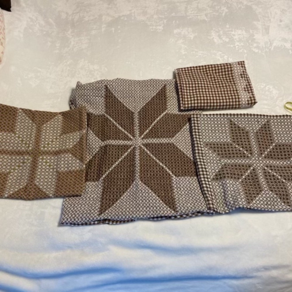 Four Brown Retro Table Cloths .